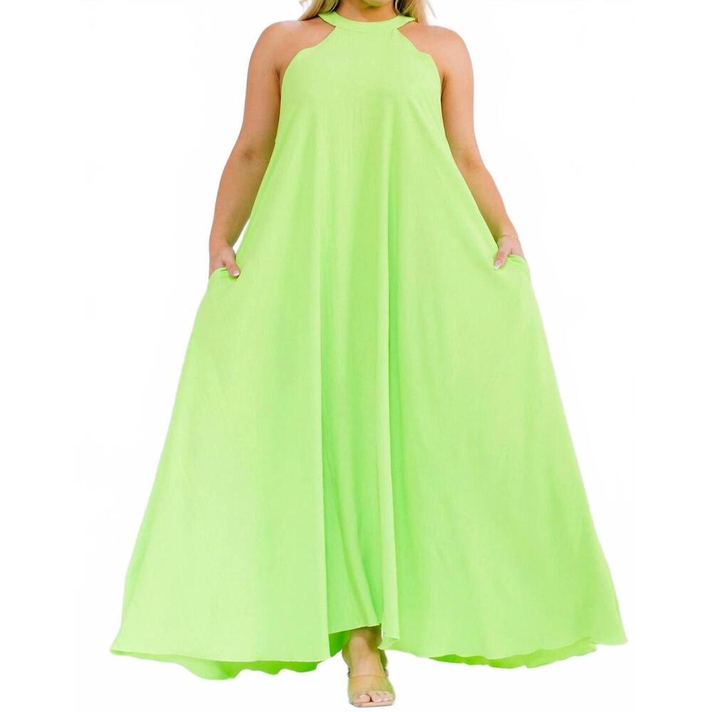 NEW KAREN T DESIGN flowy maxi dress in lime